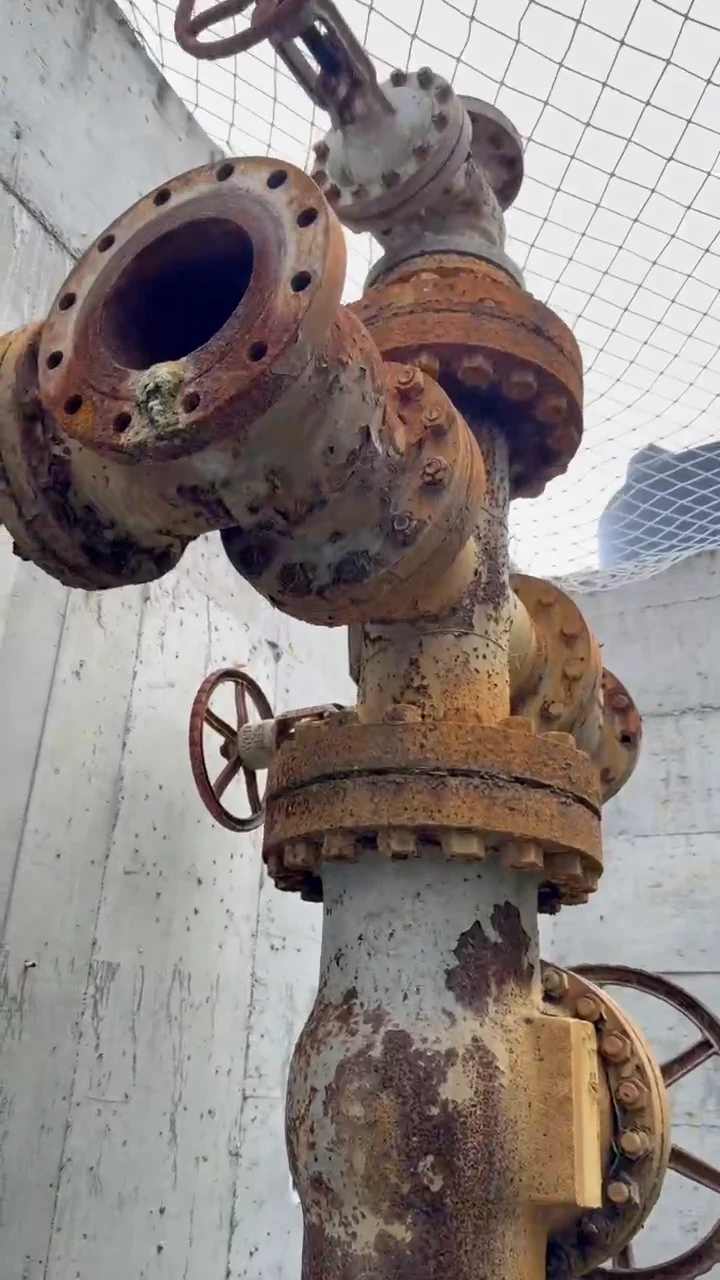 Close-up of an existing pipe connection from the project site video
