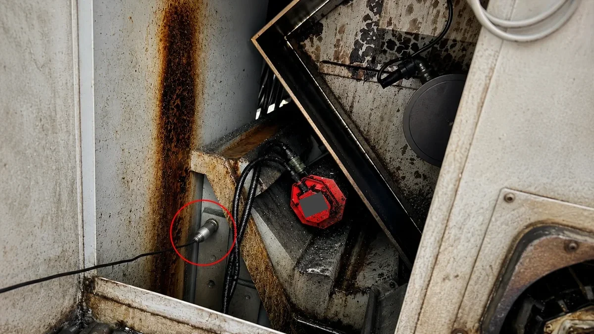 Image showing a vibration-sensing point on production equipment